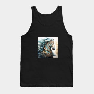 Steampunk Horse Brass Copper Metal Tank Top